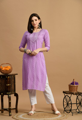 METAFAB Women Embroidered A-line Kurta(Purple)