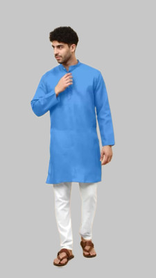 VINAARI Men Solid A-line Kurta(Blue)