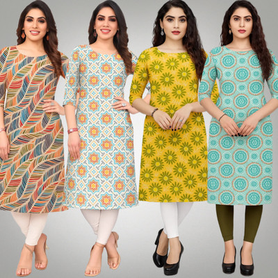 veemora Women Printed Straight Kurta(Multicolor)