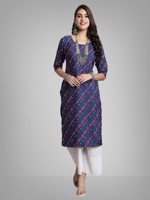 EthnicBasket Women Printed A-line Kurta(Blue)