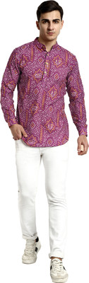 Vardha Men Printed Straight Kurta(Maroon)