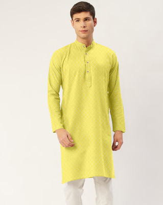 CHIRASVI Men Embroidered Straight Kurta(Yellow)