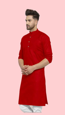 VINAARI Men Solid A-line Kurta(Red)