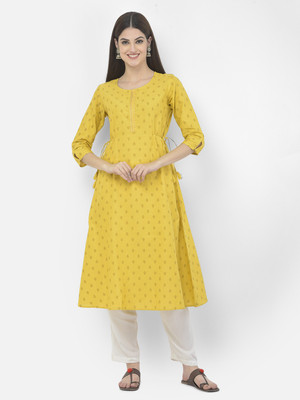 Span Women Printed A-line Kurta(White)