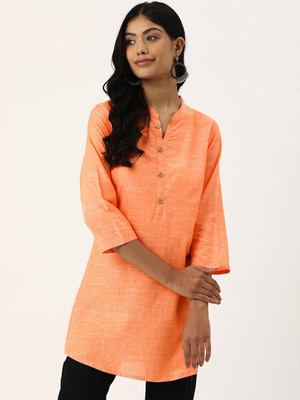 ANOUK Women Solid Straight Kurta(Orange)