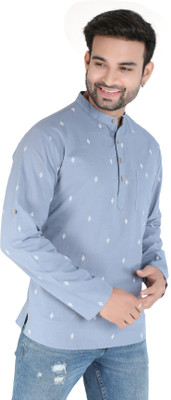 Ecostyle Men Self Design Straight Kurta(Grey)