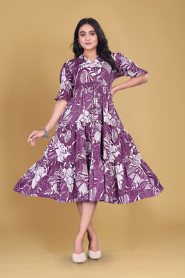 THE PRIVATE LABLE Women Printed Flared Kurta(Multicolor)