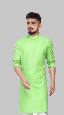 VINAARI Men Solid A-line Kurta(Green)