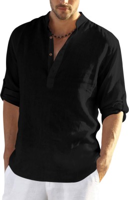 ROYAL SCOUT Men Solid Straight Kurta(Black)