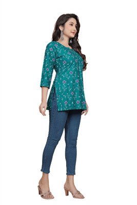 HouseOfCommon Women Printed Straight Kurta(Light Green)