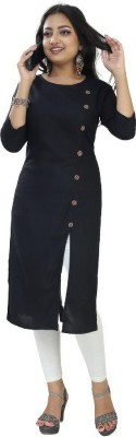 aradhya fashion Women Solid Trail Cut Kurta(Black)