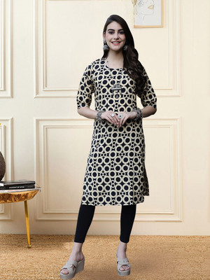 1 Stop Fashion Women Printed A-line Kurta(Black)