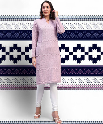 DUCOHIVE Women Self Design Straight Kurta(Pink)