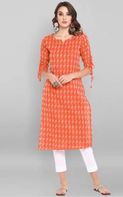 Nandini New Fashion Women Printed Flared Kurta(Orange)