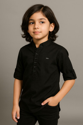 NewUpdate Boys Solid Casual Black Shirt