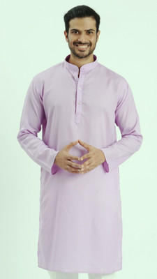 Niraj Creations Men Solid Straight Kurta(Pink)