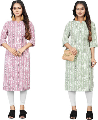 HouseOfCommon Women Printed Straight Kurta(Multicolor)