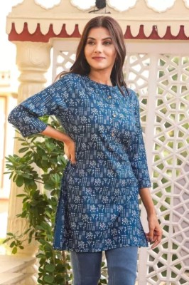 SAKINA FASHION Women Printed Straight Kurta(Blue)