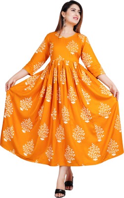 NUPITAL Women Printed Anarkali Kurta(Yellow)