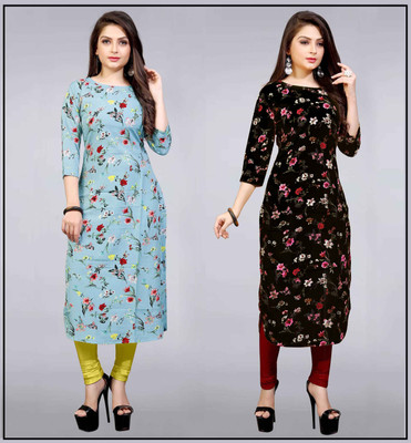 Shree Sarrvottam Fashion Women Printed Flared Kurta(Multicolor)