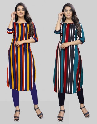 maruti fab Women Striped Straight Kurta(Multicolor)