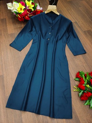 ambdded Women Dyed/Ombre A-line Kurta(Blue)