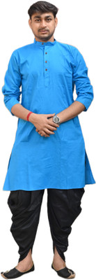 Sumit online Men Self Design Straight Kurta(Light Blue)