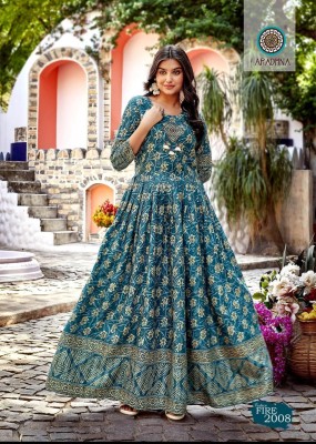 fastal look Women Printed Anarkali Kurta(Light Blue)