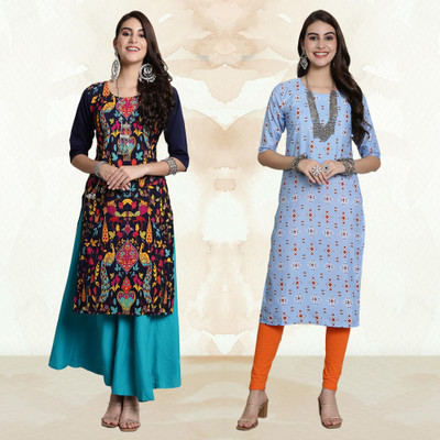 Moda Rapido Women Printed A-line Kurta(Multicolor)