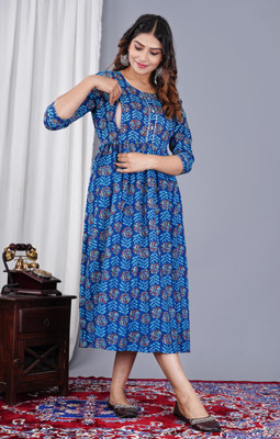 Jai Vijay Creations Anarkali Gown(Blue)