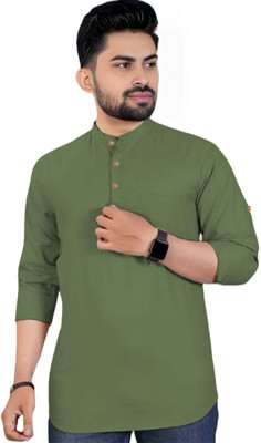 DiAsh Men Solid A-line Kurta(Light Green)