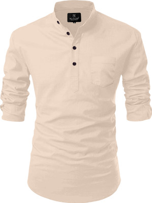 Nnc Men Solid Straight Kurta(Beige)