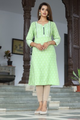 SHUBH LAXMI FASHION Women Printed Straight Kurta(Green)