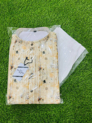 EDGVEN Men Printed Straight Kurta(Yellow)
