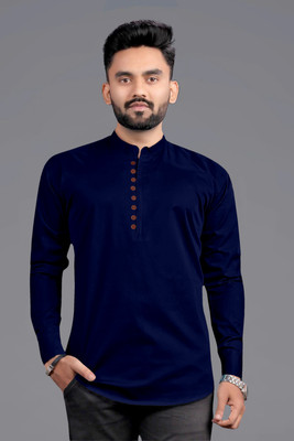 Ethnic Trendz Men Solid Straight Kurta(Dark Blue)