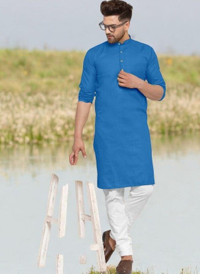 Trending Rashmi Men Solid Straight Kurta(Blue)