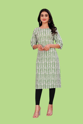 Tulsii Fab Women Printed Anarkali Kurta(Light Green)