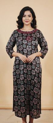 Jk Handicrafts Women Printed, Embroidered, Self Design Straight Kurta(Multicolor)