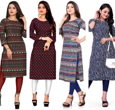 MIROSELLY CREATION Women Geometric Print, Printed Straight Kurta(Multicolor)