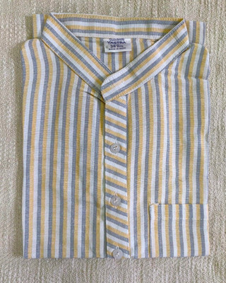 Keshar Men Striped, Self Design Straight Kurta(Yellow, White)