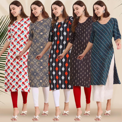1 Stop Fashion Women Printed A-line Kurta(Multicolor)