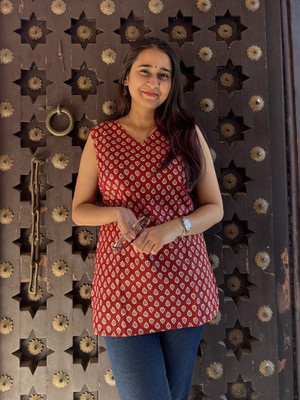 Majestykart Women Floral Print, Printed Straight Kurta(Maroon)
