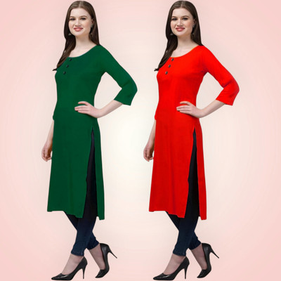Coft Women Solid Straight Kurta(Multicolor)