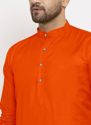 Rashmi Genz Men Printed Straight Kurta(Orange)