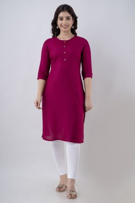 WORLD SHIGO Women Solid Straight Kurta(Maroon)