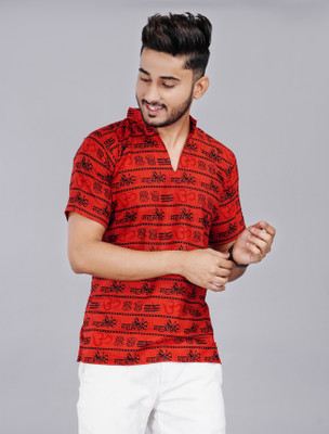 Fab kalakriti Men Printed Ethnic Dress Kurta(Red)