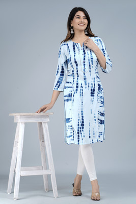 Smita fashion Women Printed Straight Kurta(Blue)