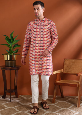 allan peter Men Printed Straight Kurta(Multicolor)