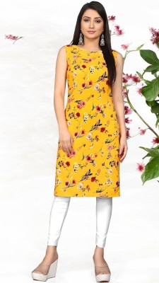 Shree Sarvottam Fashion Women Printed Straight Kurta(Yellow)