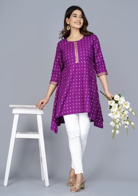 AUTHWA Casual Printed Women Purple Top